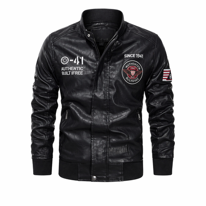 Chaqueta Piloto Aviadora - En Cuero con Bordados Premium
